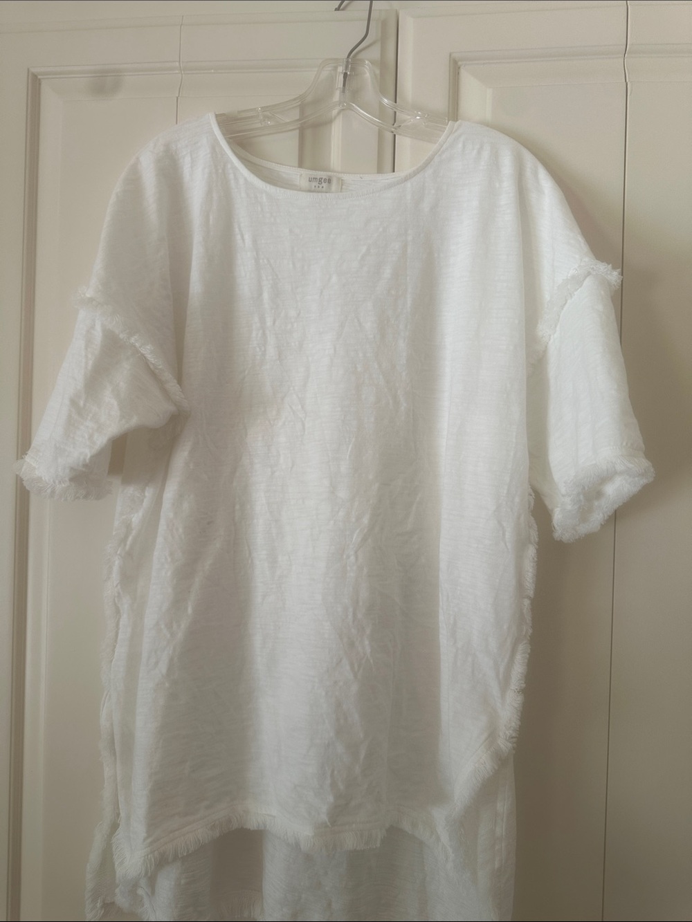 Umgee White Fringe Trim Tunic Top